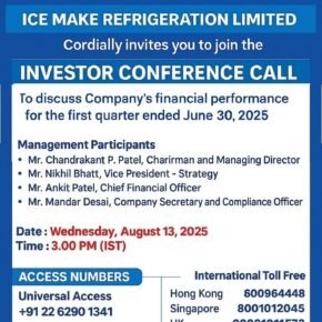 Ice Make Q1FY26 -Earnings Call Invitation 