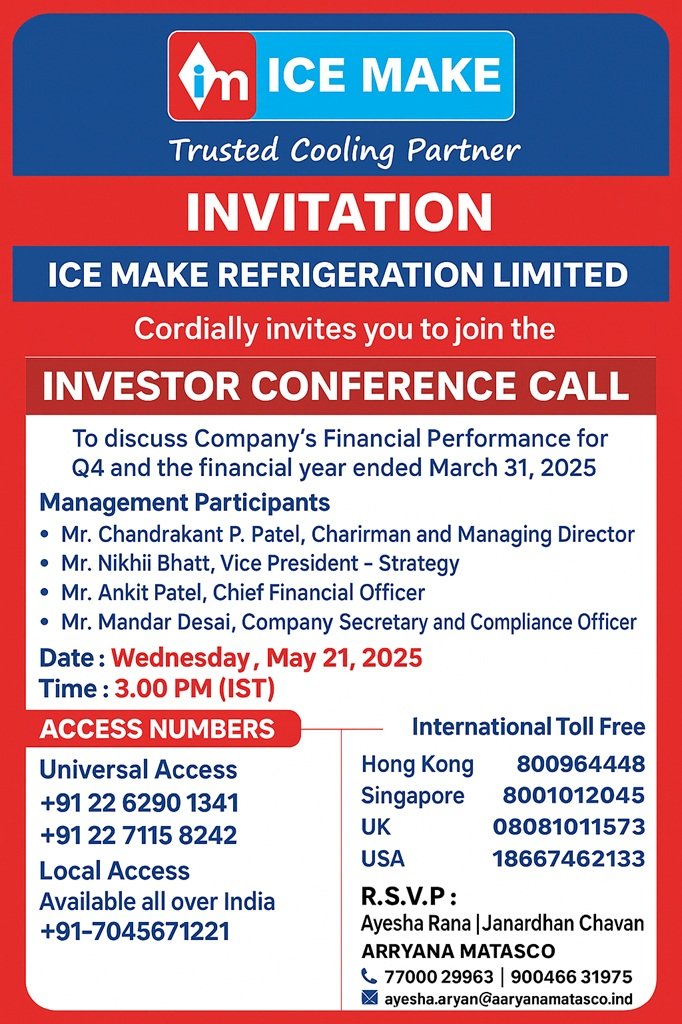 ICE Make Earnings Call Invitation Q4 FY25-21 May @3PM
